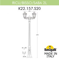Садово-парковый фонарь FUMAGALLI RICU BISSO/SABA 2L K22.157.S20.WYF1R Садово-парковый фонарь FUMAGALLI RICU BISSO/SABA 2L K22.157.S20.WYF1R