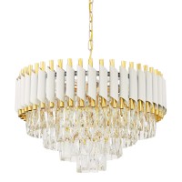 Хрустальная подвесная люстра Lumina Deco Funneli LDP 6003-550 WT+F.GD Хрустальная подвесная люстра Lumina Deco Funneli LDP 6003-550 WT+F.GD