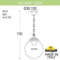 Подвесной уличный светильник FUMAGALLI SICHEM/G300. G30.120.000.VYF1R Подвесной уличный светильник FUMAGALLI SICHEM/G300. G30.120.000.VYF1R