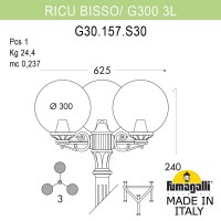 Садово-парковый фонарь FUMAGALLI RICU BISSO/G300 3L G30.157.S30.VZF1R Садово-парковый фонарь FUMAGALLI RICU BISSO/G300 3L G30.157.S30.VZF1R