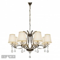 Подвесная люстра iLamp Cenro P7505-8 Никель+белый Подвесная люстра iLamp Cenro P7505-8 Никель+белый