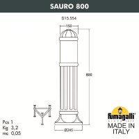 Садовый светильник-столбик FUMAGALLI SAURO 800 D15.554.000.VXF1R.FC1 Садовый светильник-столбик FUMAGALLI SAURO 800 D15.554.000.VXF1R.FC1