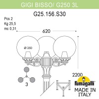Садово-парковый фонарь FUMAGALLI GIGI BISSO/G250 3L G25.156.S30.VZF1R Садово-парковый фонарь FUMAGALLI GIGI BISSO/G250 3L G25.156.S30.VZF1R