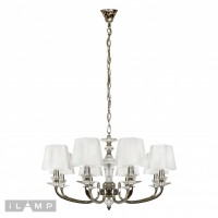 Подвесная люстра iLamp Holywood P9399-8 Никель+белый Подвесная люстра iLamp Holywood P9399-8 Никель+белый