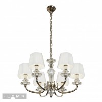 Подвесная люстра iLamp Holywood P9399-6 Никель+белый Подвесная люстра iLamp Holywood P9399-6 Никель+белый