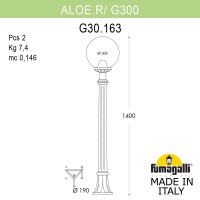 Садовый светильник-столбик FUMAGALLI ALOE.R/G300 G30.163.000.VZF1R Садовый светильник-столбик FUMAGALLI ALOE.R/G300 G30.163.000.VZF1R