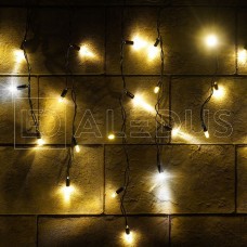 Бахрома (Айсикл) ALEDUS, 220 В, 3x0.5 м, черный провод, резина, теплый белый, с мерцанием