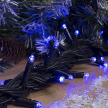 Гирлянда (Нить) ALEDUS, 220 В, 10 м, черный провод, синий, без мерцания